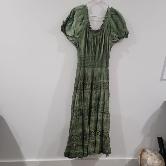 Advance Apparels Womens Dress One Size Green Milkmaid Fairy Ren Faire - Picture 2 of 8